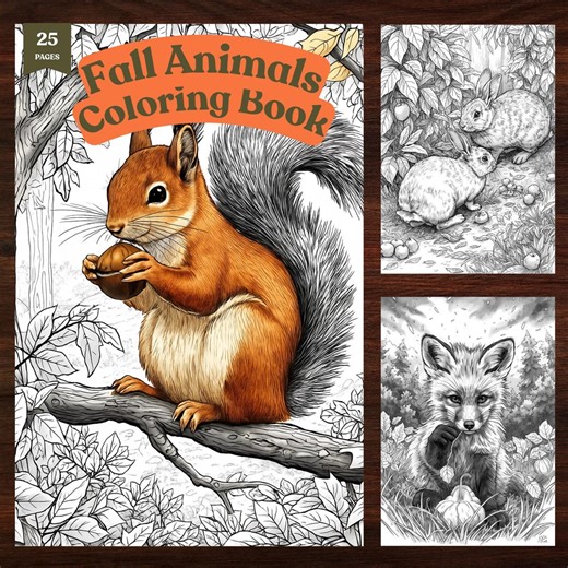 25 Fall Animals Coloring Pages - Adults & Kids Coloring Book - Printable PDF - Etsy UK