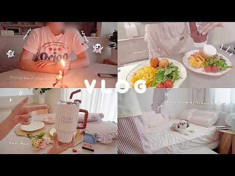 【vlog】Summer break 🌻 + sale haul 🍓 + scary stories 👻