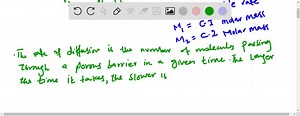 A gas evolved from the fermentation of glucose is found to effuse through a porous barrier in 15.0 min . Under the same conditions of temperature and pressure, it takes an equal volume of N2 12.0 min to effuse through the same barrier. Calculate the molar mass of the gas and suggest what the gas might be. | Numerade