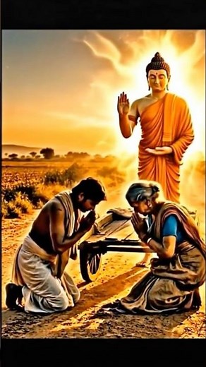 Buddha saves the sick mother lying on a cart.