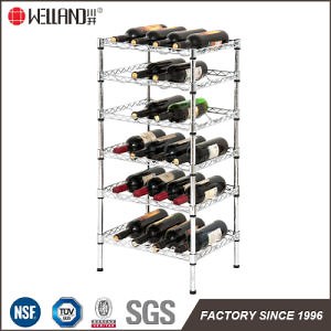 [Hot Item] Multi-Purpose Adjustable 6 Tiers Chrome Metal Wine Bottle Storage Rack Shelf