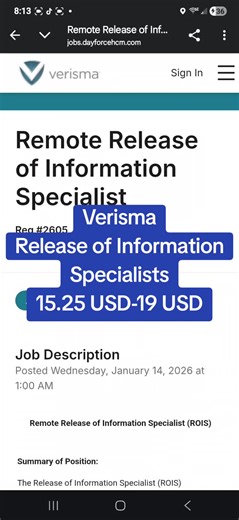 Verisma Release of Information Specialists 15.25 USD-19 USD #remotework #f #everyone #fyp #wfh