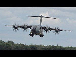 Airbus A400M Atlas Combat approach Short Landing and reverse RIAT 2019 RAF Fairford AirShow