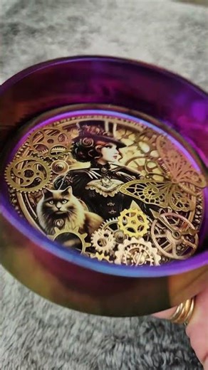 Epoxy Resin Steampunk Bowl set! him n her. stunning colour and effect on these guys!