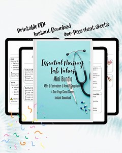 Nursing Lab Values Study Guide | Electrolytes, Abgs, Renal (PDF) - Etsy Canada
