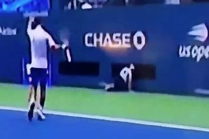 You have to see the stunning video of Novak Djokovic rocking a line judge in the throat, leading to his disqualification