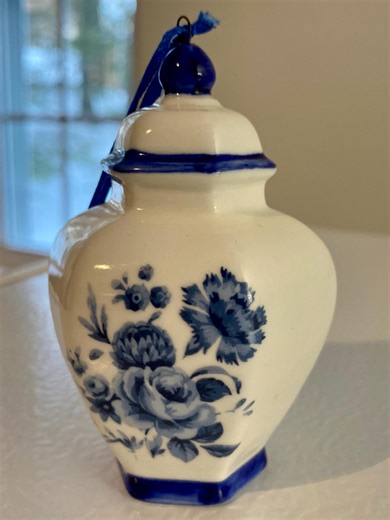 Ceramic Blue White Jar Ornament - Etsy