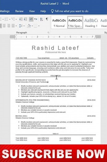 ATS Friendly Resume Template Free