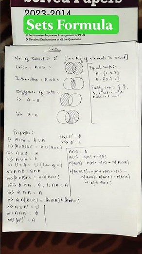 Sets Formula and Venn diagram notes #formula #notes #sets #settheory