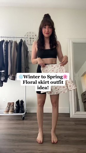 Winter to Spring Floral Skirt Outfit Ideas