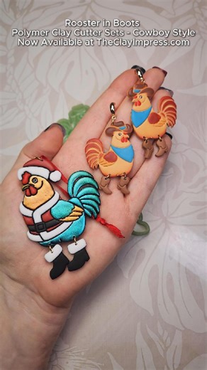 I originally wanted to make a rooster in a Santa suit, and then it just felt super important to also make a cowboy rooster. I have no explanation. 🤠🐓😅 #polymerclaycutters #cowboyroosters #claytools | The Clay Impress