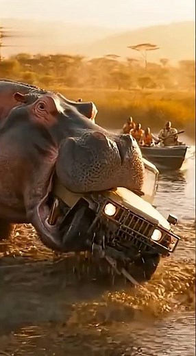 Giant Hippo Attacks Our Car!