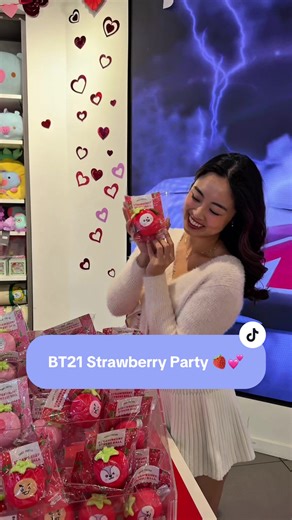 The best Valentines Day gifts are from the LINE FRIENDS store 🍓💕 @LINE FRIENDS US ✨ the new BT21 Strawberry Party collection is out now! And during the perfect time of the week 🥰 #BT21 #bt21_official #linefriends #btsarmy #kpop