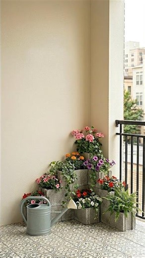 DIY Cinder Block Flower Planter 🌸 | Small Balcony Garden Makeover Idea