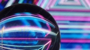 Crystal ball futuristic light show digital vortex cyberpunk techno tunnel