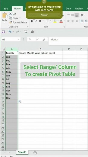 Add Month Sheets Automatically in Excel With Pivot table #excelambassodor