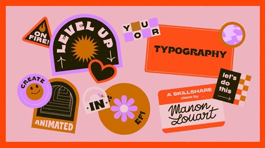 大师课程：AE动态创意贴纸艺术排版设计视频课程中文字幕 Skillshare - Level Up Your Typography Creating Anima
