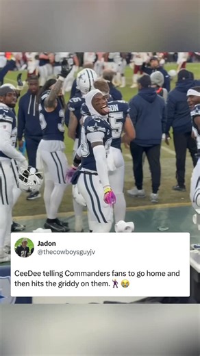 Jadon Vann on Instagram: "CeeDee trolling Commander fans telling them to go home so they can beat the traffic. 😂🚗 Rivalry games are always fun, especially in the NFC East. 🍿 🎥: (tt/minanathan2) H/T: @hotboyzdigital"
