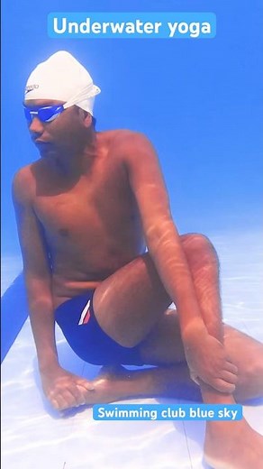 Swimming pool under water yoga # you can try this step by step # swimming lessons