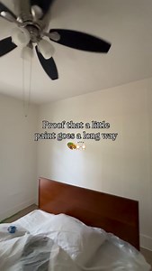 Added a little Memphis music flare to this bluesy Airbnb bedroom! This pattern is simple, subtle, and still totally transforms the room. ✨🎷 Thinking about adding this instrument design as a digital download for my DIYers out there… should I do it? 🎶 #memphismurals #accentwallideas #airbnbdesign | Becka Matthews Art