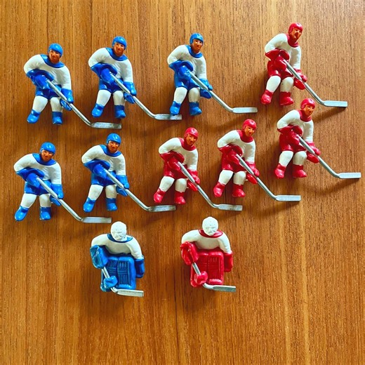 Vintage 80's Table Bubble Hockey Figures: Generic NHL Blue & Red Teams Fun - Etsy
