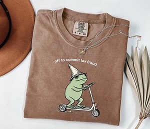 Comfort Colors Frog Shirt, Funny Tax Fruad Tshirt, Weirdcore Apparel, Frog Animal Top, Funny Graphic Frog Tee, Sarcastic Accountant Shirt - Etsy