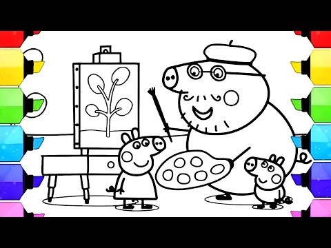 Daddy Pig is painting Drawing Easy, Peppa Pig Drawing and Coloring for Kids, Peppa Pig Drawing