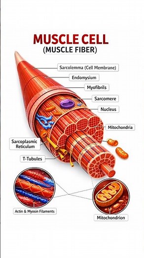 Muscle Cell Structure Explained 🧬 | Labelled Diagram #Biology #MuscleCell #Anatomy #NEET