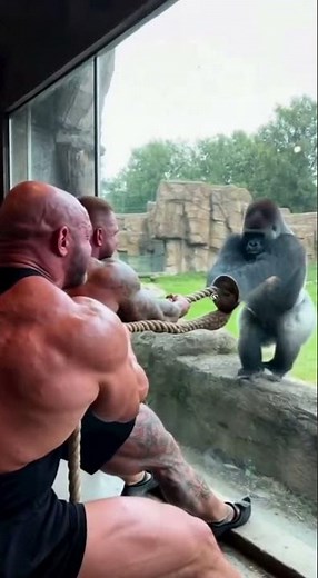 Bodybuilders vs. Gorilla: The Ultimate Tug-of-War Challenge! 💪🦍