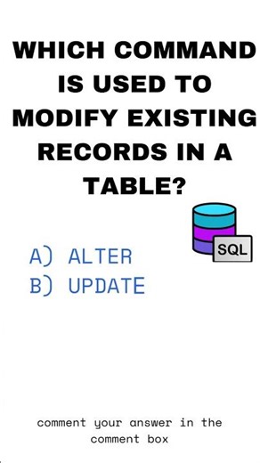 SQL Quiz | Which Command Modifies Existing Records? 🤔 #shorts