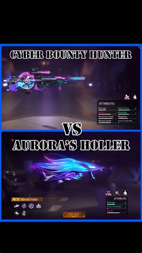 AUG VS AUG || Aurora's Holler Vs Cyber Bounty Hunter || Which Aug Is Best 🔥 #freefire #ff