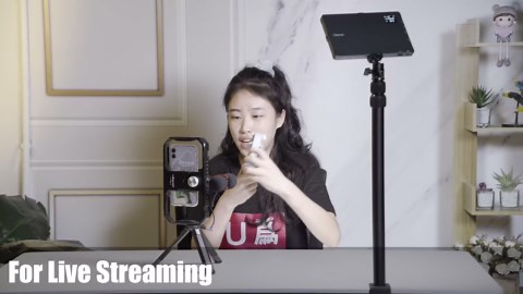 VIJIM Camera Desk Mount Stand, Extendable Up to 49 Inches, Tabletop C Clamp Light Stand with 360° Ball Head and Phone Grip for DSLR Camera, Ring Light, Panel Light, Action Camera, Phone, Webcam