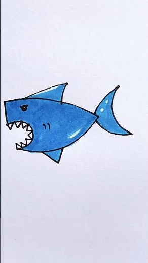 Draw shark using number 5 #easy #drawing #kids #drawingforkids
