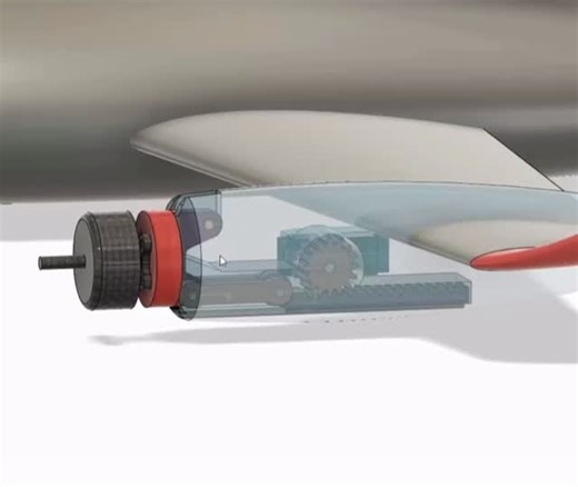 solidcam/cad on Instagram: "Top cylindrical component (dark grey) – likely a motor, actuator housing, or rotating input. 🔹 Red intermediary piece – transmits motion from the top input to the lower linkage. 🔹 Yellow and blue linked arms – these form a multi-link joint that can pivot and change angle, creating complex motion paths. 🔹 Transparent blue lower body – reveals an internal pinion and rack (gear and straight rack), suggesting rotational motion is converted to linear movement inside the