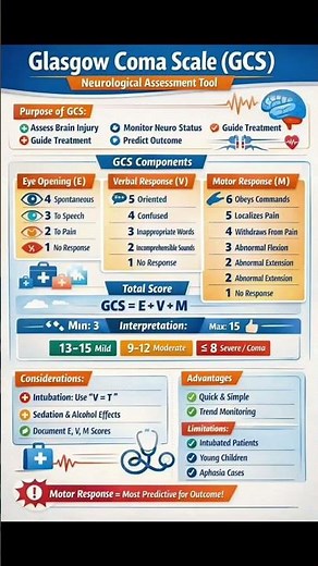 Glasgow Coma Scale (GCS) Explained | Eye, Verbal, Motor Response | NursingBook0 #gcs #icu #nursing
