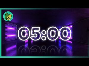 5 Minute Countdown Timer - Violet Neon 💜 Electronic Music (EDM) (4K UHD)