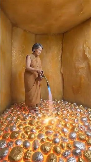 ai Gaint mango turns into a temple - Then she turns backs it into mango 🥭✨⚡
