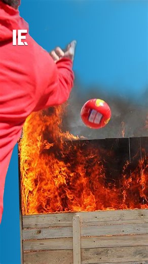 Interesting Engineering on Instagram: "Fire extinguishers are wonderful pieces of technology. But they're rarely exactly where you need them - at the point where fires break out. The Elide fire extinguisher ball can be loaded near likely risk-points - And can suppress fires almost instantly."