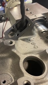 Drilling out the fuel pump pushrod hole on this late model SB Chevy block. #cnc #raceprep #cncmotorsports #cncmachining #enginebuilds #sbchevy #racing | CNC-Motorsports