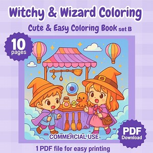 Halloween Witch Wizard Coloring Pages | Kids Printable PDF Book | Activity Digital Download Set - Etsy UK