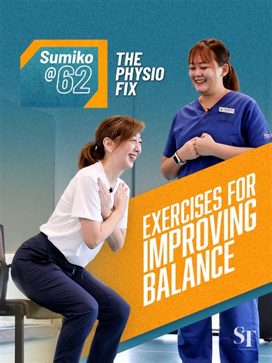 Worried about falling as you age? ST's chief columnist Sumiko Tan shows 4 simple exercises to help improve balance and confidence. #prehab #ageing #SumikoTan #balance #ThePhysioFix