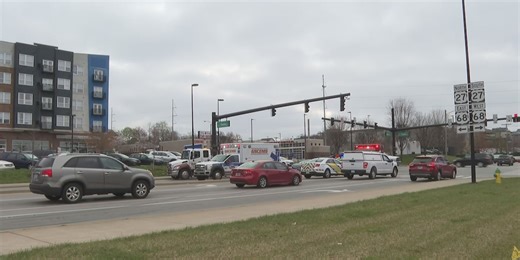 One taken to hospital after crash involving ambulance