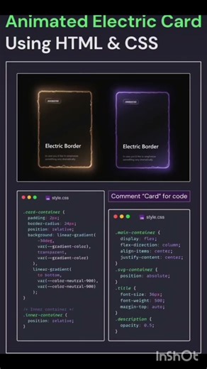 Animated electric card using html&css #coding #html #html5 #css #css3 #java #javascript #vscode #php