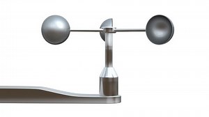 Anemometer, wind speed measuring device on white background