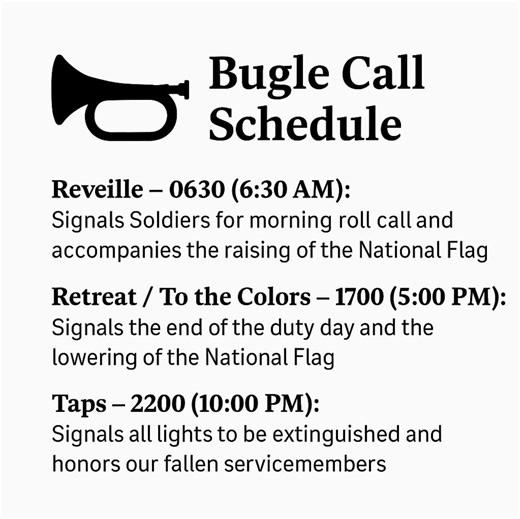 2.3K views · 27 reactions | Taps has been part of the Army’s heritage for over 150 years, and its playing is meant to honor the fallen heroes of our nation. ￼Please take note of the following Bugle Call Schedule at FHL. #FortHunterLiggett #USArmyReserve #BugleCall (AI-generated image) | Fort Hunter Liggett | Facebook
