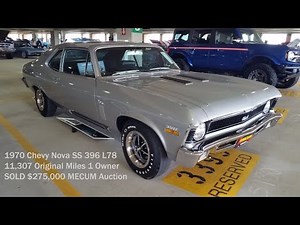 1970 Chevrolet Nova SS 396 L78 375hp 4 Speed One Owner 11,307 Miles SOLD $275,000 Auction 70 Chevy