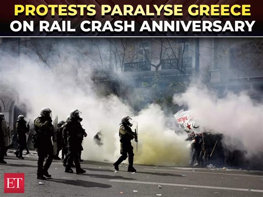 Huge protests, strikes in Athens on rail crash anniversary as frustration over system failures boils over