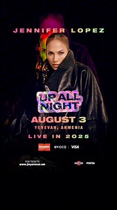 🌟 Jennifer Lopez Live in Armenia! 💃 Get your tickets now for the hottest event of the summer! 📅 August 3rd 📍 Vazgen Sargsyan Republican Stadium, Yerevan 🇦🇲🏟️ 🎫 TKT.GE/JLO | TKT.GE