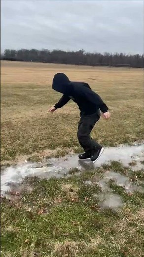 Skater Falls Through Thin Ice Puddle
