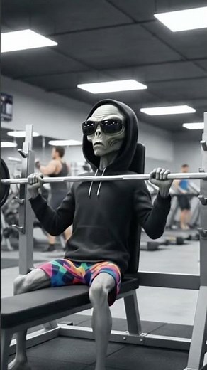 Alien Working Out at the Gym… BEAST MODE 👽💪 #shorts #funny #aliens